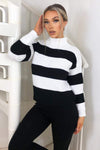 Black Striped High Neck Knit Jumper