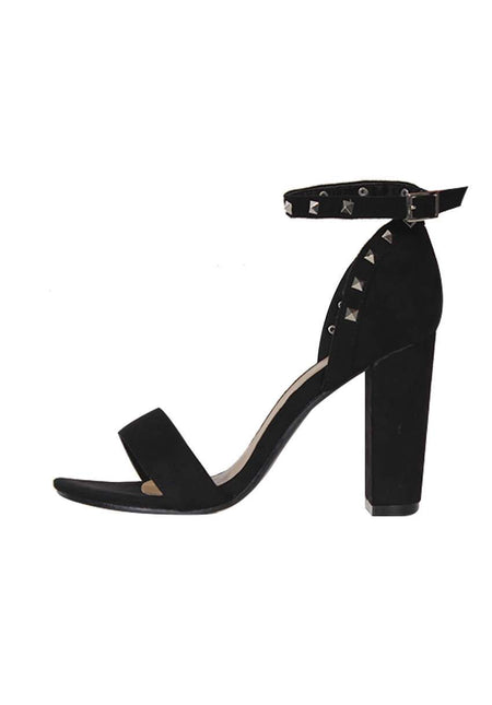 Black Studded Chunky Heels