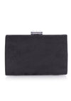 Black Suede Box Clutch with Jewel Clasp