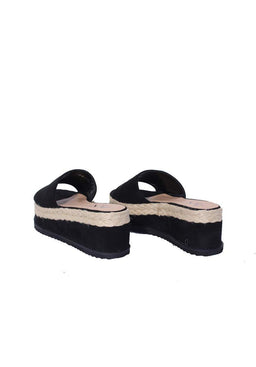Black Suede Platform Slip On Sandals