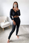 Black Tie Crop Top Lounge Set