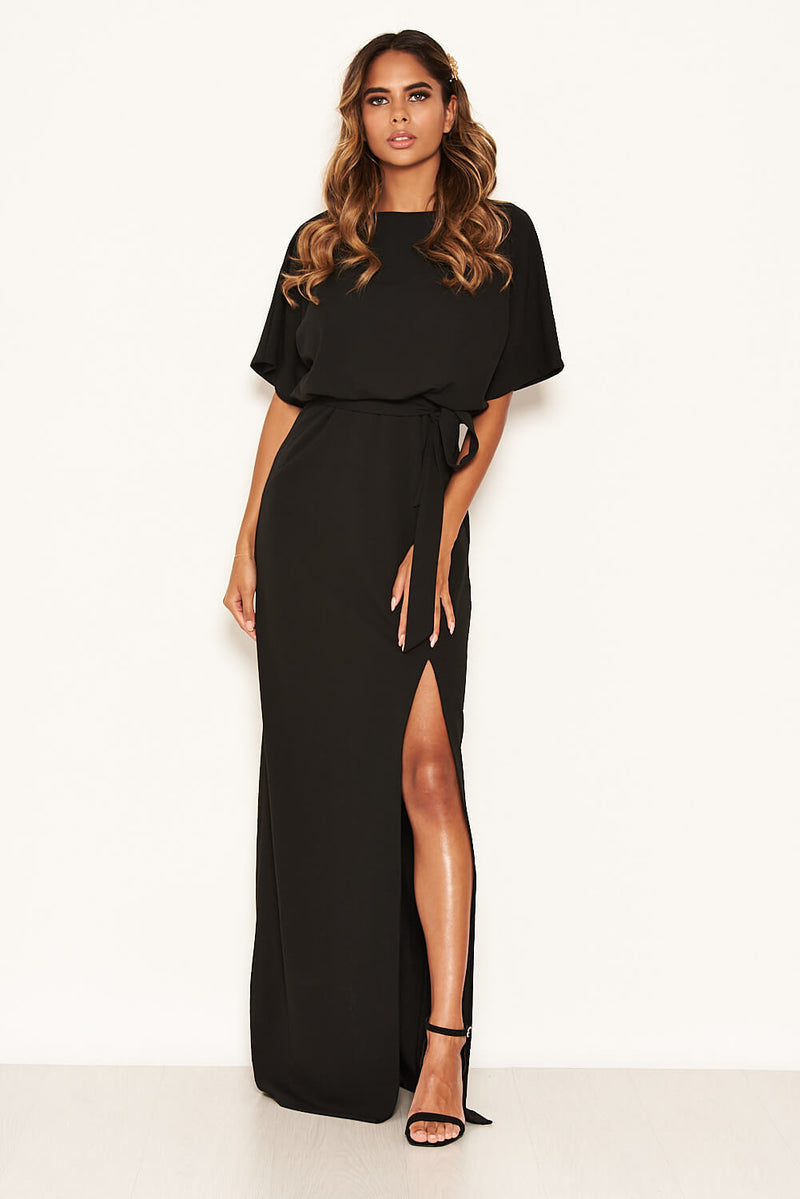 Black Tie Waist Maxi Dress