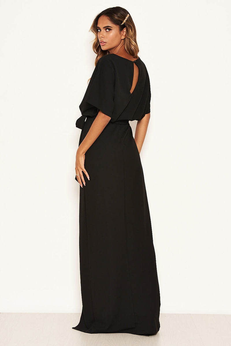 Black Tie Waist Maxi Dress