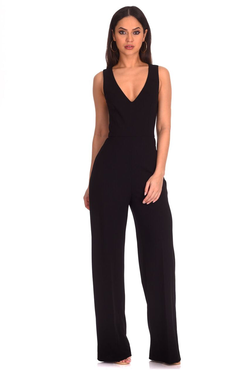 Black V Neck Jumpsuit