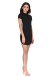 Black Mini Dress With White Panel Detail