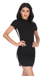 Black Mini Dress With White Panel Detail