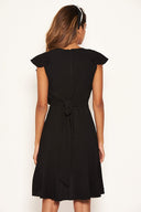 Black Wrap Frill Detail Dress