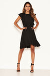 Black Wrap Frill Detail Dress