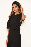 Black Wrap Frill Detail Dress