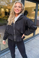 Black Zip Up Bomber Jacket