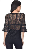 Black Lace Bell Sleeve Top