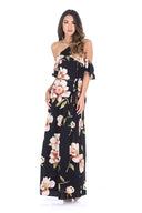 Black Strappy Floral Patterned Maxi Dress