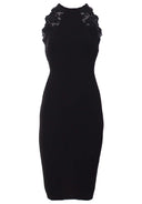 Black Lace Panel Midi Dress