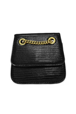 Black Mini Textured Chain Strap Bag