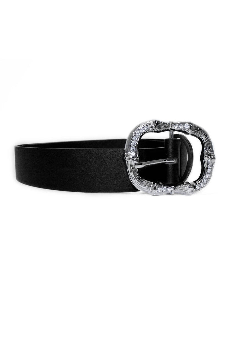 Black Western Style Diamante Buckle Belt