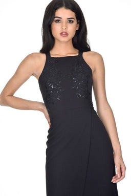 Black Wrap Embellished Maxi Dress