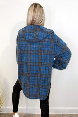 Blue Check Hooded Soft Touch Shirt
