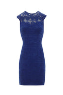 Blue Crochet Detail Mini Dress
