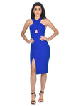 Blue Cross Front Bodycon Dress