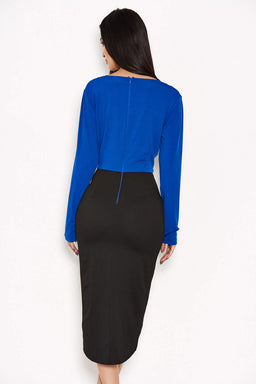 Blue Long Sleeve 2 in 1 Dress