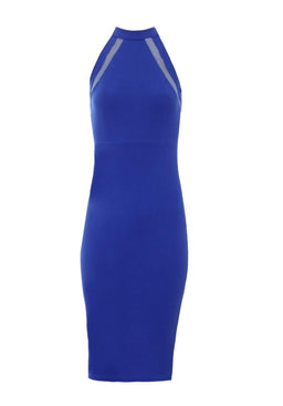 Blue Mesh Detail Bodycon Dress