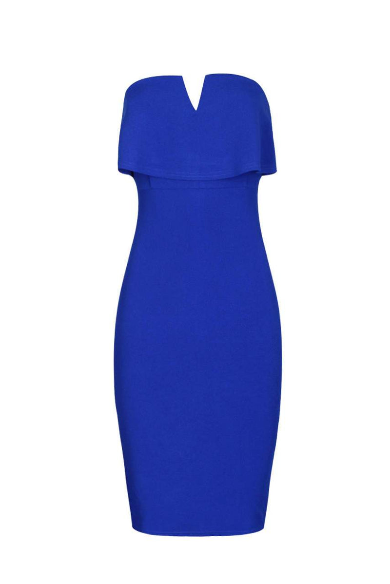 Blue Notch Front Bodycon Dress