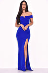 Blue Off The Shoulder Maxi Dress