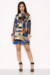 Blue Printed Frill Day Dress