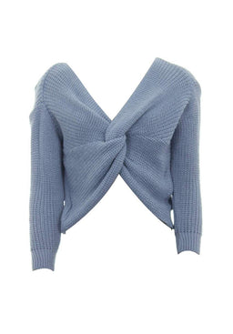Ice Blue Reversible Twist Knot Jumper
