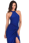 Blue Ruched Wrap Dress