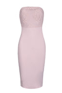 Blush Bandeau Embellished Mesh Midi Dress