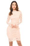 Blush High Neck Long Sleeved Dress