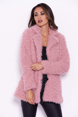 Pink Faux Fur Coat