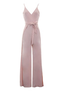 Blush Wide Leg Thigh Split Jumpsuit