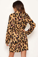 Brown Leopard Print Shirt Dress