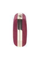 Burgundy Suede Box Clutch with Jewel Clasp