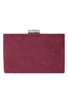 Burgundy Suede Box Clutch with Jewel Clasp