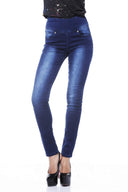 Zip High Waist Fitted Blue Jeans