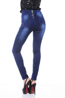 Zip High Waist Fitted Blue Jeans