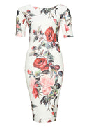 Floral Midi Bodycon Short Sleeve Dress