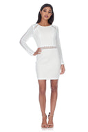 Cream Mesh Sleeves With Crochet Detailing Mini Dress
