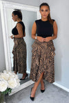 Camel Animal Print 2 in 1 Midi Dress