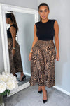 Camel Animal Print 2 in 1 Midi Dress