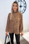 Camel Spot Print High Neck Top