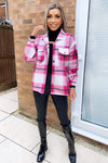 Cerise Double Pocket Checked Shirt Jacket