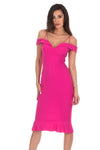 Cerise Off The Shoulder Fishtail Dress