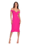 Cerise Off The Shoulder Fishtail Dress