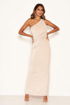 Champagne Glitter One Shoulder Maxi Dress