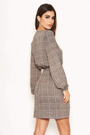 Checked Button Front Dress