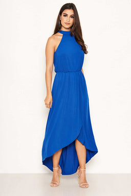 Cobalt Blue High Neck Maxi Dress